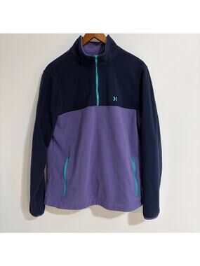Hurley Women's Small Colorblock Quarter Zip Lightweight Fleece Jacket Purple